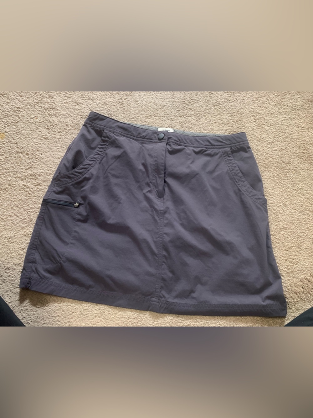 L.L. Bean Charcoal Gray Outdoor Mini Skirt with Zip Pocket